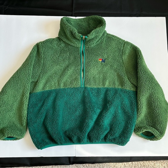 Aviation nation TEDDY UNISEX HALF ZIP  JACKET -GARDEN GREEN - Picture 5 of 15